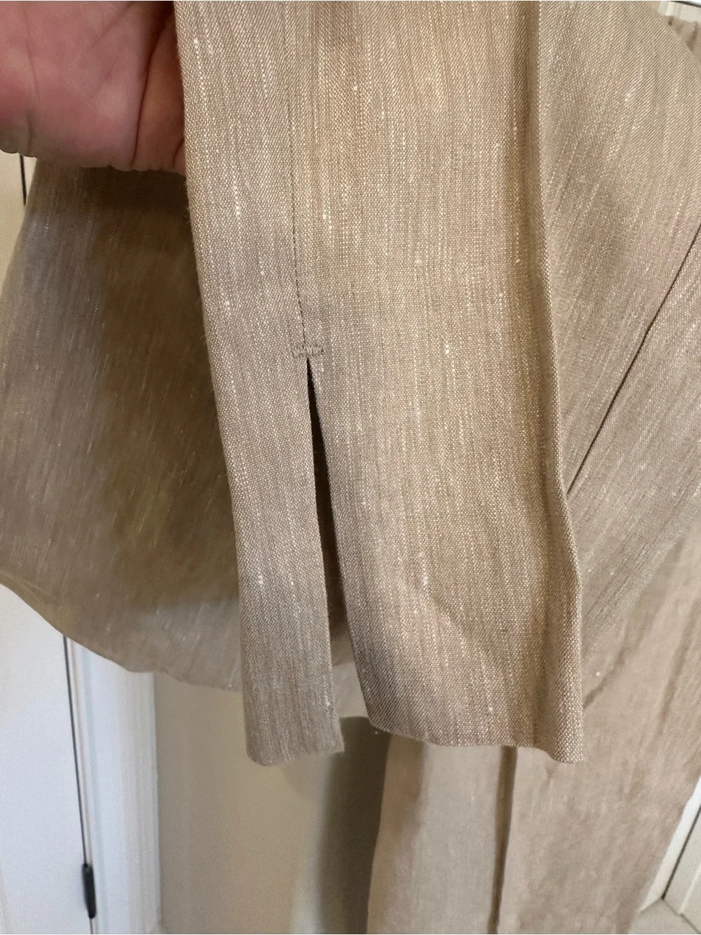 NWOT J. Jill Linen Stretch Pull On Split Hem Crop Ankle Pants Sz Small Natural